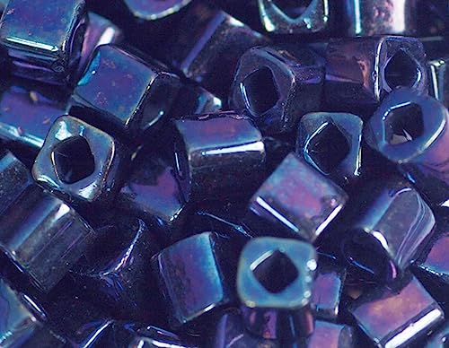 Japanische Perlen aus Metall, blau, mehrfarbig, 4 mm, 100 g. von INNSPIRO