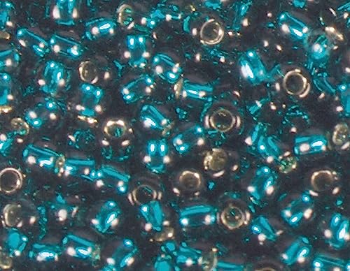 Japanische Rocaille-Perlen, Silber, Türkis, 2,2 mm, 11/0, 100 g. von INNSPIRO