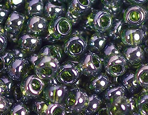 Japanische Rocaille-Perlen, glänzend, Olivgrün, 2,2 mm, 11/0, 100 g. von Toho