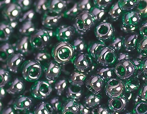 Japanische Rocaille-Perlen, glänzend, grün, 2,2 mm, 11/0, 100 g. von Toho