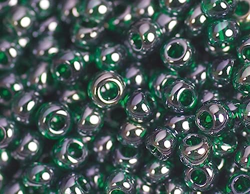 Japanische Rocaille-Perlen, glänzend, grün, 2,2 mm, 11/0, 100 g. von TOHO
