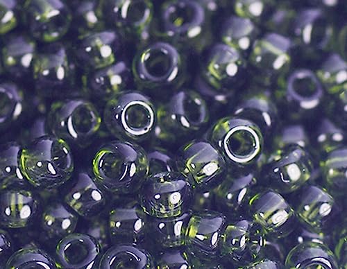 Japanische Rocaille-Perlen, transparent, Olivgrün, 2,2 mm, 11/0, 100 g. von INNSPIRO