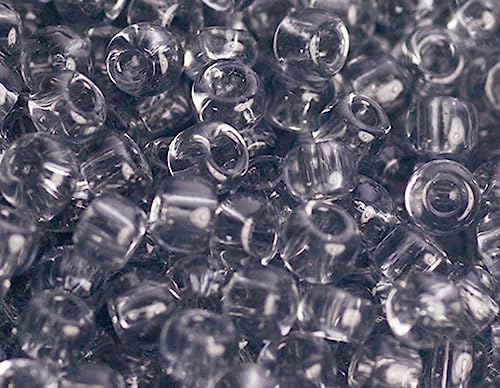 Japanische Rocaille-Perlen, transparent, grau, 2,2 mm, 11/0, 100 g. von INNSPIRO