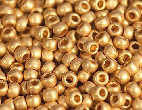 Japanische Rocailleperlen, echtes Gold, matt, 2,2 mm, 11/0, 100 g. von Toho