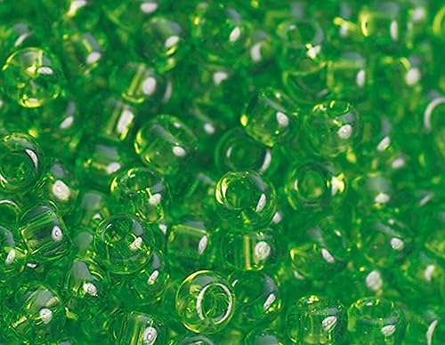 Japanische Rocailleperlen, transparent, grün, 2,2 mm, 11/0, 100 g. von INNSPIRO