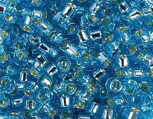 Japanische Treasure Zylinder Perlen Silber Blau 3,3mm.8/0 100gr. von INNSPIRO