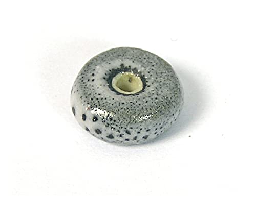 Keramik Perle Scheibe grau Durchmesser 12 x 6 mm. 100u. von INNSPIRO