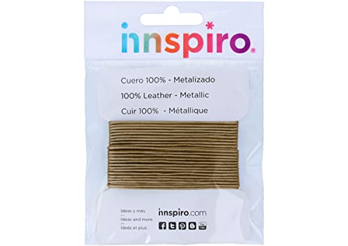 INNSPIRO Lederband, metallisch, goldfarben, 1,0 mm, 5 m. von INNSPIRO