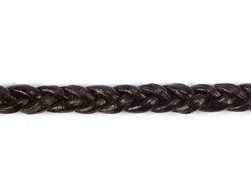 Kordel aus Naturleder, geflochten, 3 Fäden, schwarz, 2,5 x 4,0 mm. 2 m. von INNSPIRO
