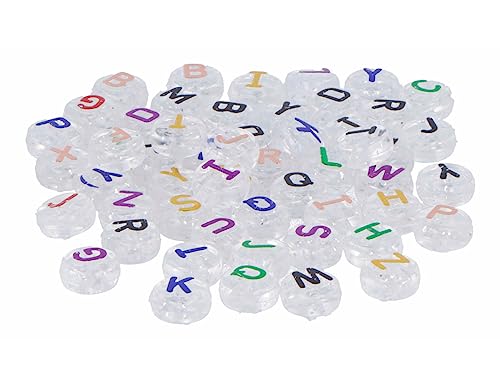 Kunststoffperlen, rund, transparente Buchstaben, verschiedene Farben, 9,5 mm, Durchmesser: 2 mm, 450 Stück, ca von INNSPIRO