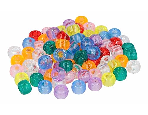 Kunststoffperlen Eco. Johannisbeere, mehrfarbig, Glitzer, Durchmesser: 9 mm, Innendurchmesser: 4 mm, ca. 400 U von INNSPIRO