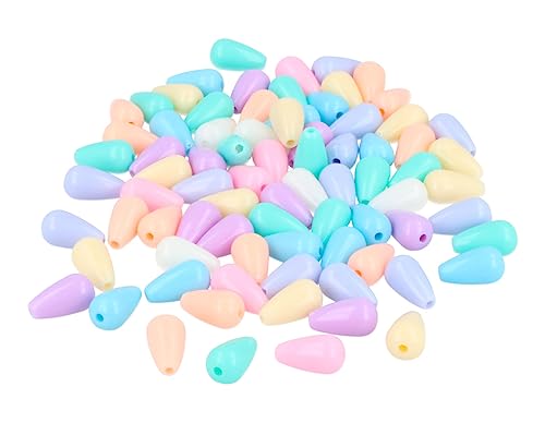 Kunststoffperlen in Birnenform, mehrfarbig, Pastellfarben, 13 x 7 mm, Durchmesser ca. 1,5 mm, Dose von INNSPIRO