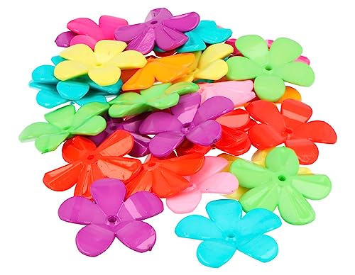 Kunststoffperlen in Blumenform, groß, blickdicht, mehrfarbig, 30 mm, 100 Stück, Durchmesser ca. 2 mm Kunststoffperlen in Blumenform, groß, blickdicht, mehrfarbig, 30 mm, 100 Stück, Durchmesser ca. 2 mm von INNSPIRO