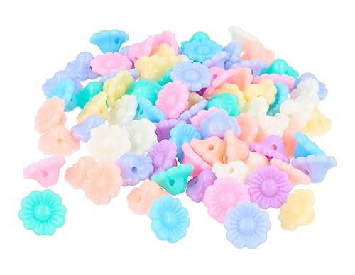 Kunststoffperlen in Blumenform, mehrfarbig, Pastellfarben, 11 x 6 mm, ca. 450 U, Durchmesser: 1,5 mm von INNSPIRO