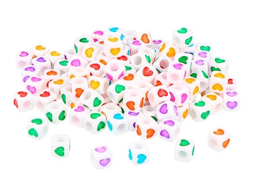 Kunststoffperlen in Würfeln, mehrfarbig, 7 mm, Durchmesser: ca. 1000 Stück, 4 mm. Tasche von INNSPIRO