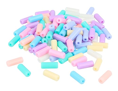 Kunststoffperlen in zylindrischer Form, mehrfarbig, Pastellfarben, 13 x 5 mm, ca. 800 U, Durchmesser: 1,5 mm von INNSPIRO
