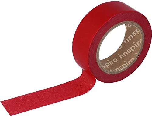 INNSPIRO Masking Tape Washi Klebeband, Rot, 15 mm x 10 m, Serie Lisa Basics von INNSPIRO