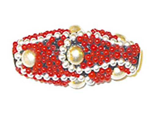 Metallperle mit Aluminium innen und eingebetteten Teilen roten Fass mit Perlen 15 x 35 mm. 50u. von INNSPIRO