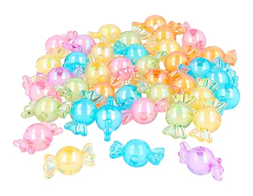 Perlen aus Kunststoff, in Form von Süßigkeiten, mehrfarbig, transparent, 17 x 8 mm, 60 u. Loch: 2 mm. von INNSPIRO