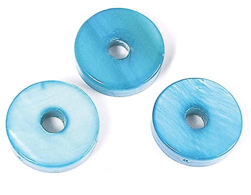 Perlmutt-Scheibenmuschel, mit Loch, Türkis, Durchmesser: 13 mm, 250 g, 231u, ca. Perlmutt-Scheibenmuschel, mit Loch, Türkis, Durchmesser: 13 mm, 250 g, 231u, ca. von INNSPIRO
