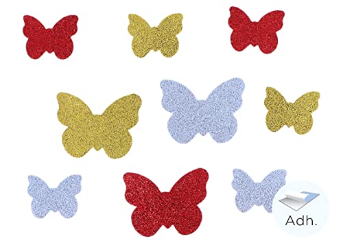 INNSPIRO Schmetterlinge aus EVA-Schaumstoff, selbstklebend, 55 mm, 35 mm, 30u, Multi, 98611 von INNSPIRO