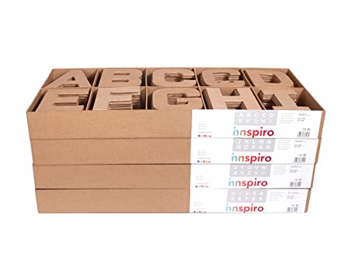 Set mit 400 Buchstaben, Zahlen und Symbolen aus Pappmaché, Höhe 12 cm, Dicke 0,5 cm, je Buchstabe 4 Boxen 100 Stück. von INNSPIRO