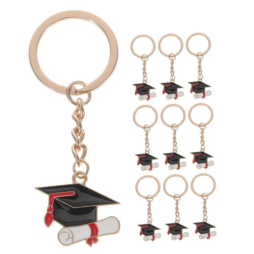 INOOMP 10 Stück Abschluss Schlüsselanhänger Für Die Klasse 2025 Metall Abschlusskappe Schlüsselanhänger Großpackung Abschlussgeschenk Partygeschenk Für College Schlüssel Rucksack von INOOMP