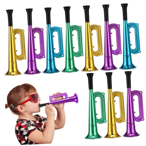 INOOMP 10 Stück Farbenfrohe Trompete Party Jubelnde Requisiten Macher Hornspielzeug Buntes Trompetenspielzeug Blau Königlich Partyzubehör Kleines Trompetenspielzeug Für Plastik von INOOMP