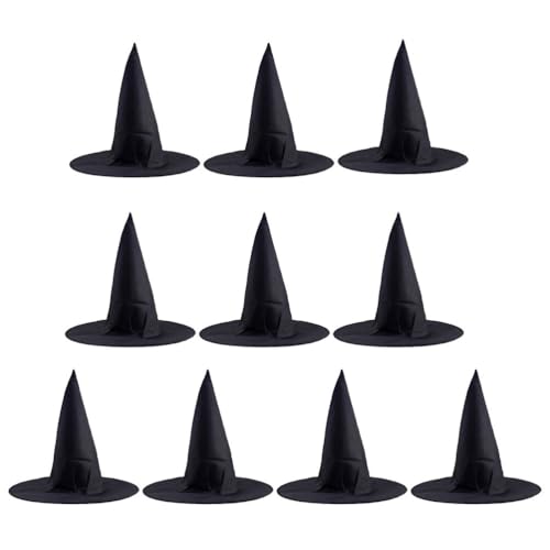 INOOMP 10 Stück Halloween-hexenhüte, Schwarzes Hexenkostüm-zubehör mit 38 Cm Höhe, Faltbare Stoffhüte für Partydekoration, Foto-requisiten Und Cosplay für Erwachsene Und Kinder von INOOMP