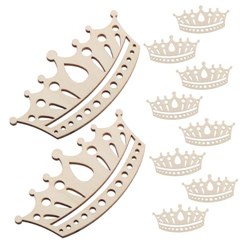INOOMP 10 Stück Handgefertigtes Bildungsspielzeug Handwerksholzkrone Holzkrone Handwerk Kinderhandwerk Holzkronendekor Partydekorationen Holzspielzeugschmuck Hölzern Beige von INOOMP