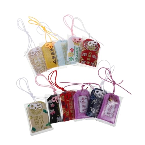 INOOMP 10 Stück Japanisches Segensamulett Glücksbringer Omamori Reise Charme Glücksbringer Hängesäckchen Für Segen Gesundheit Glück Reichtum von INOOMP