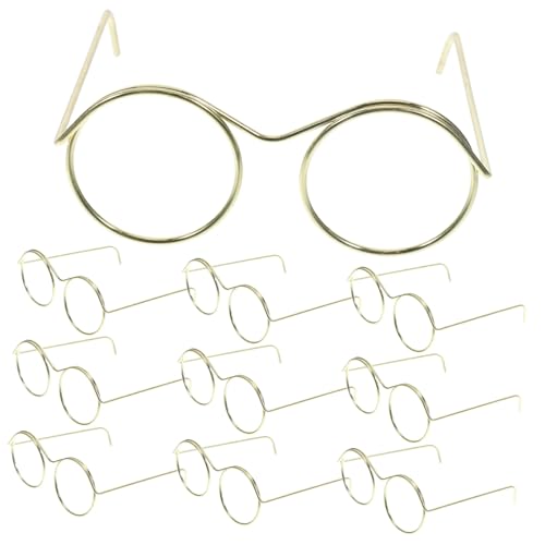 INOOMP 10 Stück Mini-Brillenspielzeug Puppenbrille Mini-Brille für Puppen winzig klein Kleid gläser Puppenbrille zum Basteln Puppen stilvolle Plastikbrille Stahl Golden von INOOMP