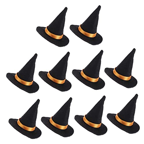 INOOMP 10 Stück Mini Filz Hexenhüte für Weinflaschen Dekorationen Handgemachte Halloween Party Zubehör für Festliche Anlässe und Kreative Tischdekorationen von INOOMP