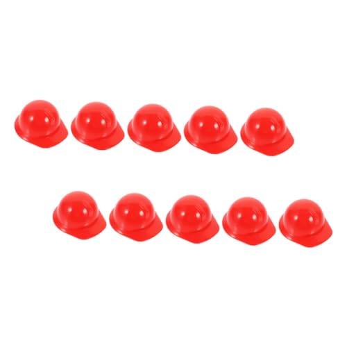 INOOMP 10 Stück Mini -Gebäudehut -Huthelm Kappe Hüte Rosa Baumeisterhut für Mädchen Hut Miniaturhelm Puppenhut Zubehör DIY Zubehör Miniatur-Schutzhelm Bauarbeiterhut Plastik rot von INOOMP