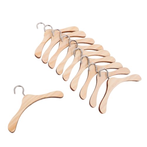 INOOMP 10 Stück Mini -Holzkleidung Rack kleiden Puppenschrank Kleidung für Puppen Kleidungsstück puppenmöbel puppenkleiderbügel Puppen-Kleiderbügel aus Holz Babypuppenbügel Hölzern Brown von INOOMP