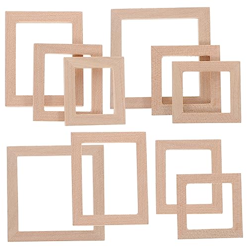 INOOMP 10 Stück Mini-möbelfotorahmen Klein Puppenhausrahmen Miniaturrahmen Doll House Miniatur Bilderrahmen Simulationsbilderrahmen Miniaturen Winzig Puppenhaus Bilderrahmen Holz Khaki von INOOMP
