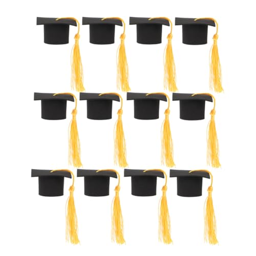INOOMP 12 Stück Bachelor Hut Ornamente Quaste Kuchenaufsatz Abschluss Cupcake Aufsätze 2024 Bachelor Hut Klasse Von 2025 Kuchenaufsatz Grad Hut Cupcake Aufsätze Cupcake von INOOMP