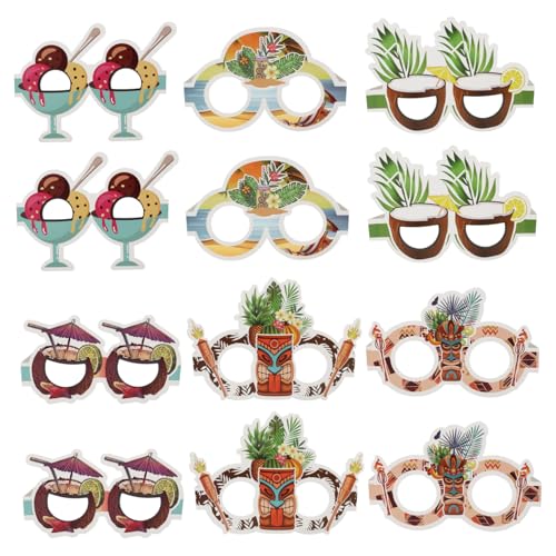 INOOMP 12 Stück Teiliges Hawaii Papierbrillen Lustige Kostümbrillen für Sommer Strandparty Tropisches Party-accessoire für Foto-requisiten und Ausgelassene Feierlichkeiten INOOMP 12 Stück Teiliges Hawaii Papierbrillen Lustige Kostümbrillen für Sommer Strandparty Tropisches Party-accessoire für Foto-requisiten und Ausgelassene Feierlichkeiten von INOOMP
