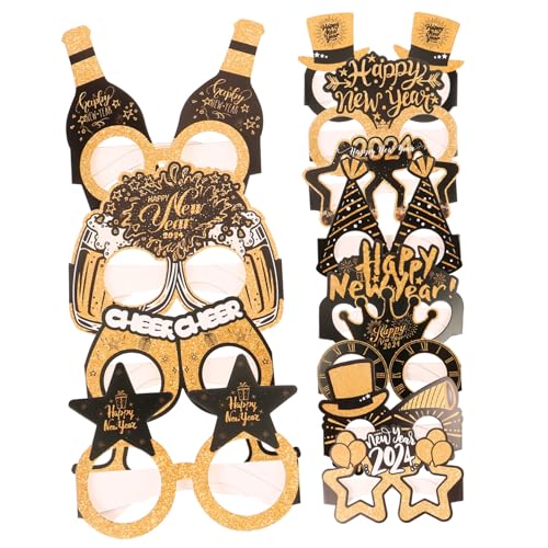 INOOMP 12 Stück Teiliges Year Partybrillen aus Papier Leichte Praktische Silvester Partybrillen mit Festlichen Motiven Vielseitige Fotorequisiten für Erwachsene und Jugendliche von INOOMP