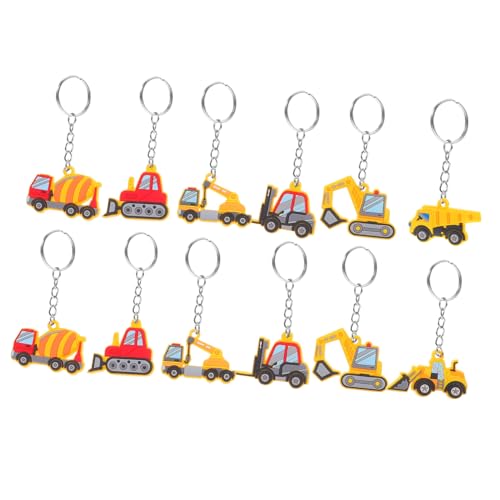 INOOMP 12 Stücke Bau Party Favors Engineering Bulldozer Zement Lkw Bagger Traktor Anhänger Schlüsselanhänger Für von INOOMP