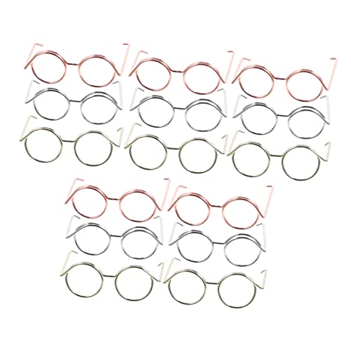 INOOMP 15 Stück Brille Spielzeugzubehör Puppenkleid Rand Runde Puppenbrille Rahmen Babypuppe Mini-puppenbrille Zum Basteln Realistisch Brille Für Puppe Gläser Draht Kupferkabel von INOOMP