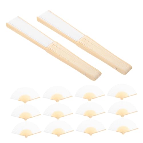 INOOMP 15 Stück Teiliges Weiße Falt Handfächer aus Papier mit Bambusrahmen Faltbare Handfächer für Frauen DIY Blanko Fächer für Hochzeit Sommerparty Shower und Kreative Dekoration von INOOMP