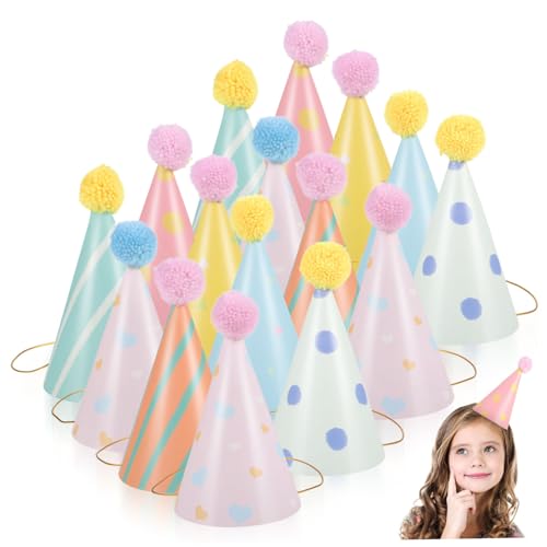 INOOMP 16Stücke Teiliges Geburtstagshüte mit Pompoms Partyhüte für Elastische Kopfbedeckungen für Geburtstagsfeiern und Feste Vielfältige Designs für Unvergessliche Anlässe INOOMP 16Stücke Teiliges Geburtstagshüte mit Pompoms Partyhüte für Elastische Kopfbedeckungen für Geburtstagsfeiern und Feste Vielfältige Designs für Unvergessliche Anlässe von INOOMP