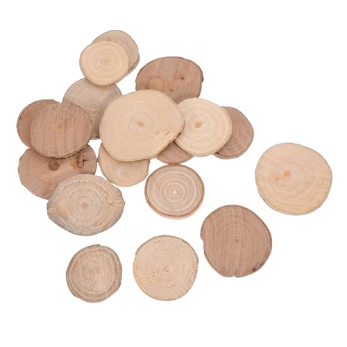 INOOMP 18 Stück Baumstammdekoration kleine Holzrunden Holzschmuck für das Kunsthandwerk Baumfigur kleine Holzkreise zum Basteln Holzscheitscheiben Holzringe hölzern Khaki von INOOMP