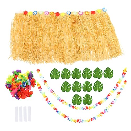 INOOMP 1Satz Hawaiianisches Party Teiliges Tischrock mit Regenschirm Strohhalmen Hibiskusblüten und Dekorativen Blumensträngen für Garten von INOOMP