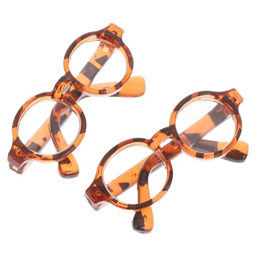 INOOMP 2 Paar Mini Brillen Puppenzubehör Puppen Lesebrillen Mini Puppen Kostümzubehör Kleine Brillen Puppenbrillen Modepuppen Brillen Für Puppen Leopardenmuster Kunststoff von INOOMP