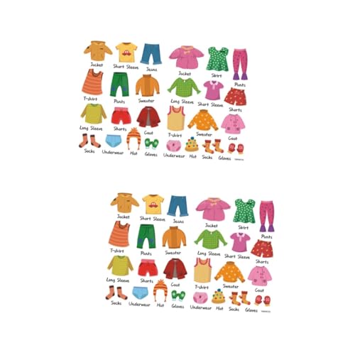 INOOMP 2 Sätze Aufkleber zur Aufbewahrung von Kleidung Abnehmbare Aufkleber Garderobenetikett Etiketten für Kindergarderobe Abziehbilder für Kommode Kleideraufbewahrungsaufkleber PVC Bunt von INOOMP