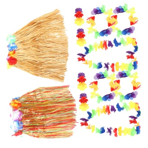 INOOMP 2 Sätze Hawaiian Luau Party Dekorationsset mit Blumen-halsketten Armbändern und Strohröcken Tropisches Strandkostüm für Erwachsene Leichtes Tragbares Hawaii Beach Accessoire INOOMP 2 Sätze Hawaiian Luau Party Dekorationsset mit Blumen-halsketten Armbändern und Strohröcken Tropisches Strandkostüm für Erwachsene Leichtes Tragbares Hawaii Beach Accessoire von INOOMP