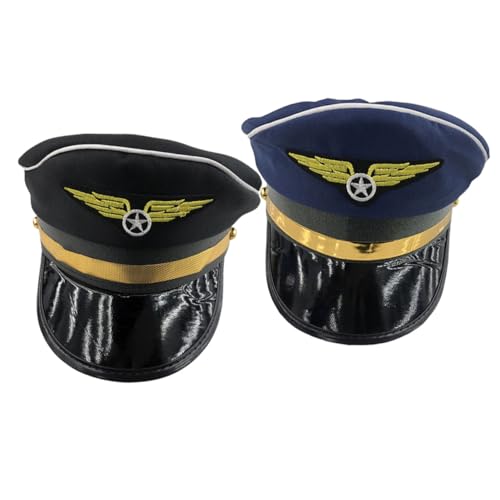 INOOMP 2 Stück Cosplay Flugmütze Schwarz Leichte Atmungsaktive Pilotenmütze für Kostüm party Bühnenauftritte und Karneval Unisex Kopfbedeckung Zubehör für Erwachsene INOOMP 2 Stück Cosplay Flugmütze Schwarz Leichte Atmungsaktive Pilotenmütze für Kostüm party Bühnenauftritte und Karneval Unisex Kopfbedeckung Zubehör für Erwachsene von INOOMP