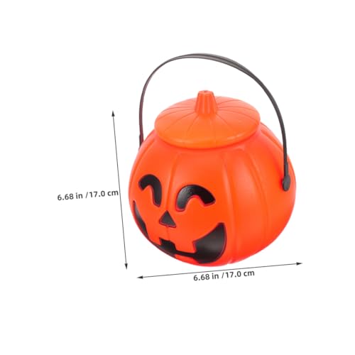 INOOMP 2 Stück Halloween Kürbis Eimer mit Griff und Deckel Leichter Tragbarer Süßigkeitenbehälter für Kleines Pumpkin Candy Bucket für Trick Treat und Halloween Party Dekoration von INOOMP